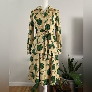 Vintage 70s Novelty Art Deco Lady Print Tunic Shirt & Skirt Set